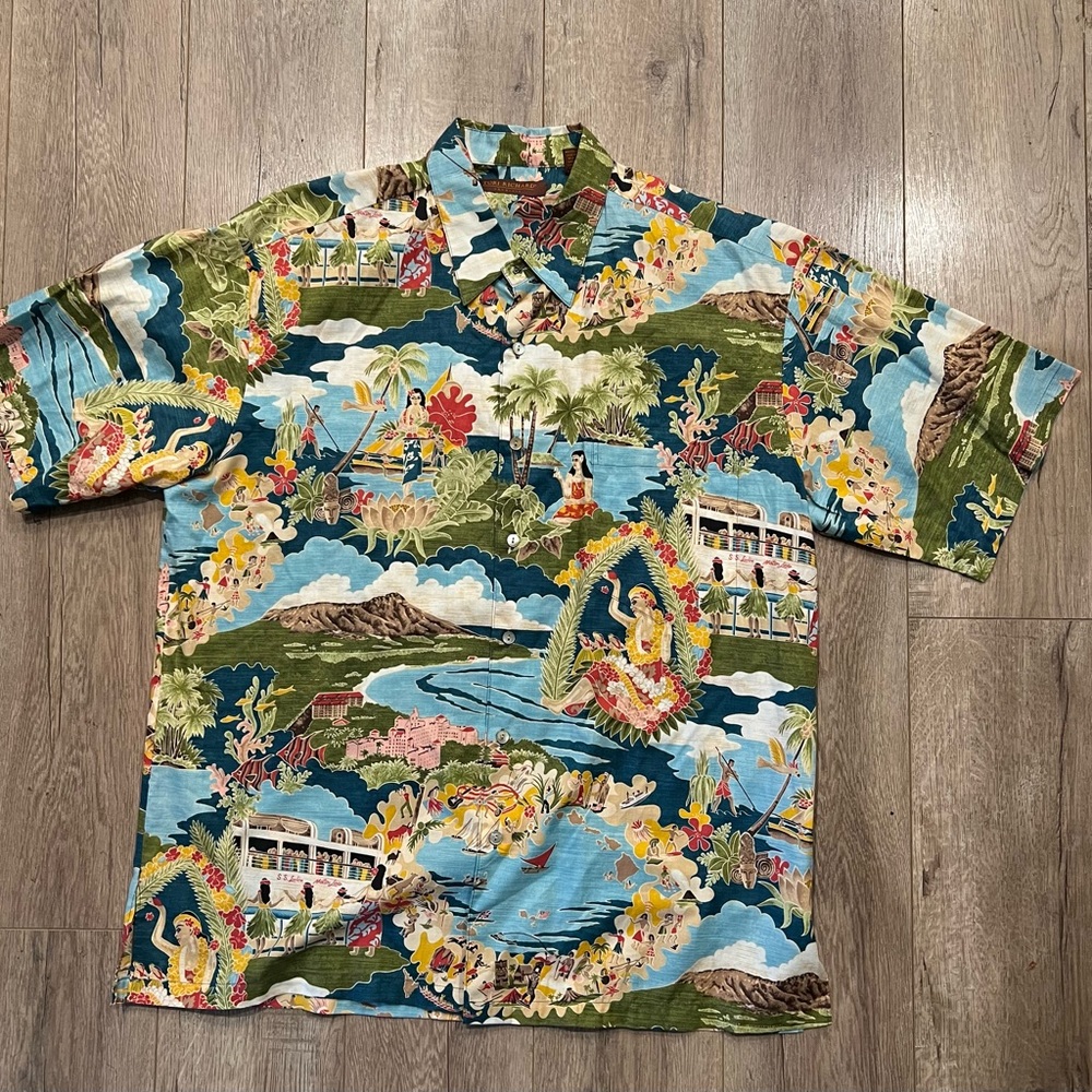 Tori Richard Hawaiian shirt sz L Matson cruise ship theme cotton - Picture 4 of 6